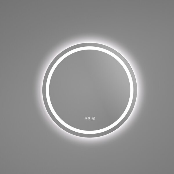 Welland Type-2 LED tükör - fényerő + színhőfok szabályozás + óra - Ø 50 cm