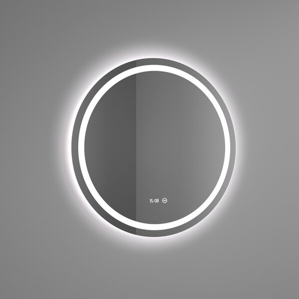 Welland Type-2 LED tükör - fényerő + színhőfok szabályozás + óra - Ø 50 cm
