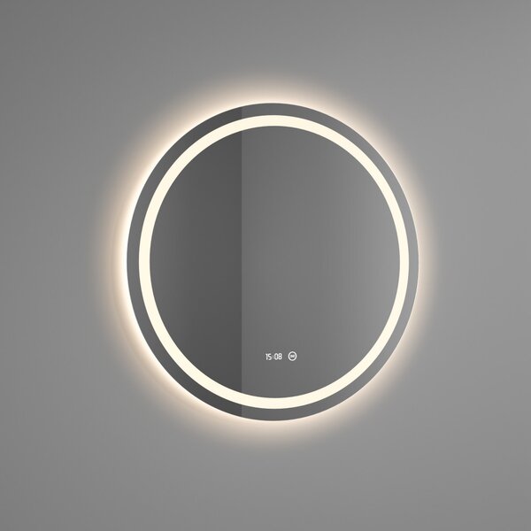 Welland Type-2 LED tükör - fényerő + színhőfok szabályozás + óra - Ø 50 cm