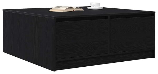 VidaXL fekete tölgyfa dohányzóasztal fiókokkal 100x100x40 cm
