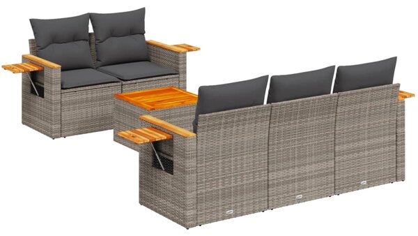 6 részes szürke polyrattan kerti ülőgarnitúra párnákkal