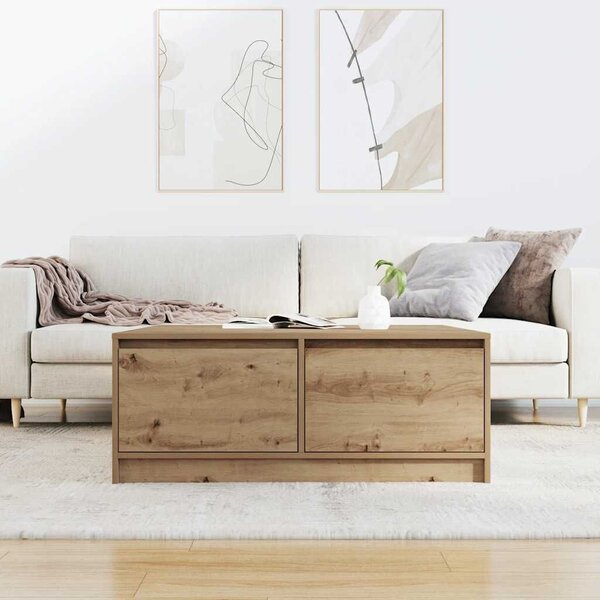 VidaXL kézműves tölgy dohányzóasztal fiókokkal 100x100x40 cm