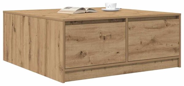 VidaXL kézműves tölgy dohányzóasztal fiókokkal 100x100x40 cm