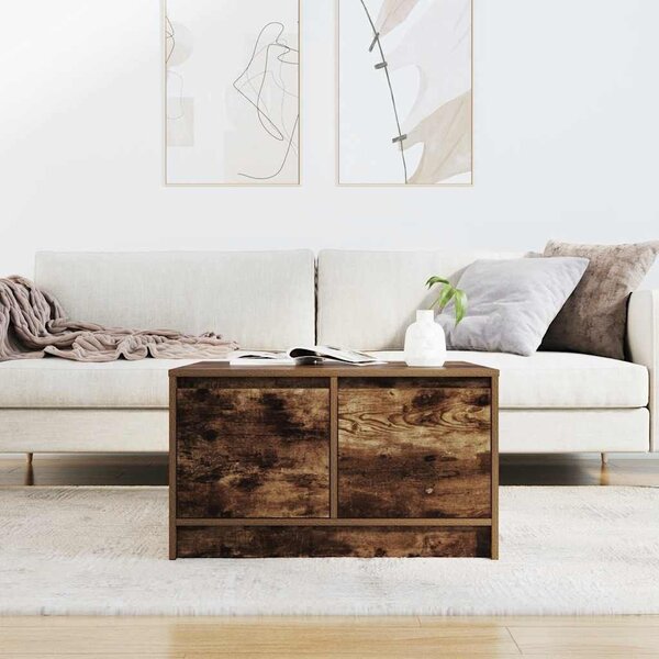 VidaXL füstölt tölgy dohányzóasztal fiókokkal 70,5x70x40 cm
