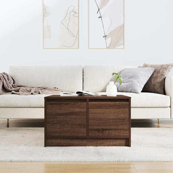 VidaXL barna tölgyfa dohányzóasztal fiókokkal 70,5x70x40 cm