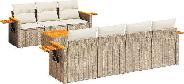 8 részes bézs polyrattan kerti ülőgarnitúra párnával