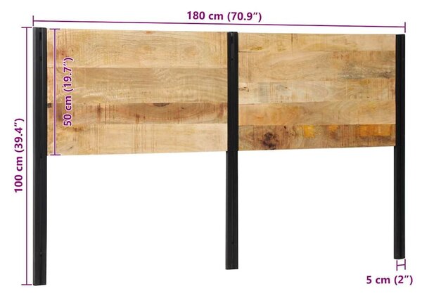 VidaXL tömör fa mangó és vas fejtámla 180 cm