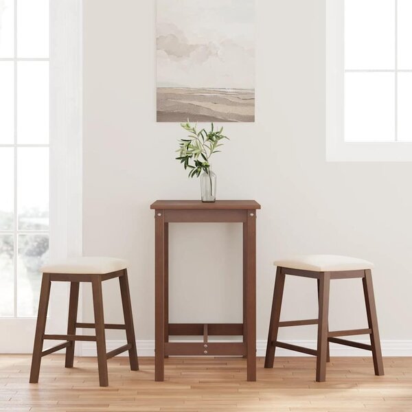 VidaXL 2 db barna tömörfa gumiból bárszékek párnákkal