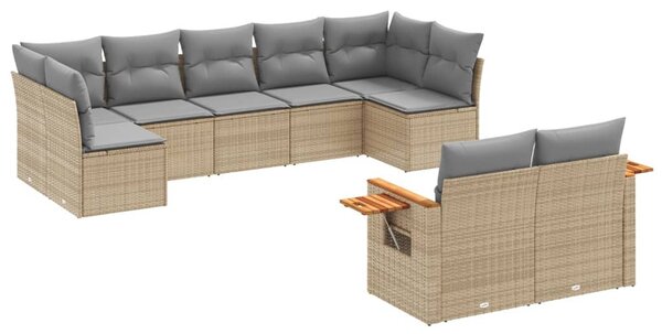 9 részes bézs polyrattan kerti ülőgarnitúra párnákkal