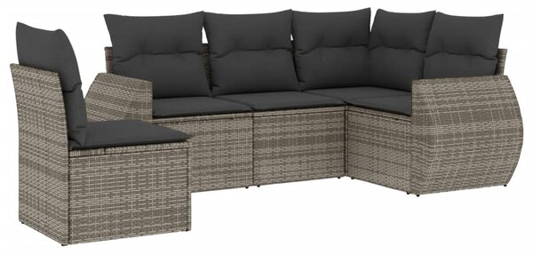 5 részes szürke polyrattan kerti ülőgarnitúra párnákkal