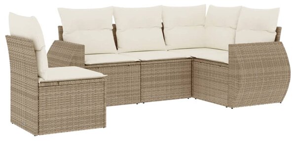 5 részes bézs polyrattan kerti ülőgarnitúra párnákkal