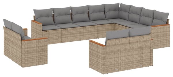 12 részes vegyes bézs polyrattan kerti ülőgarnitúra párnákkal