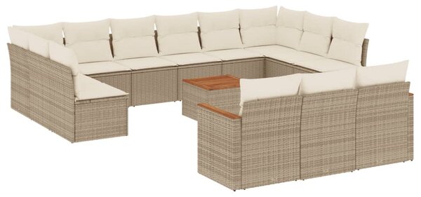 14 részes bézs polyrattan kerti ülőgarnitúra párnával