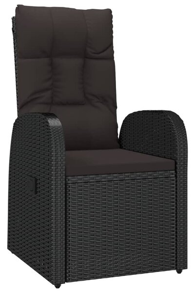 9 részes fekete polyrattan kerti étkezőgarnitúra párnákkal