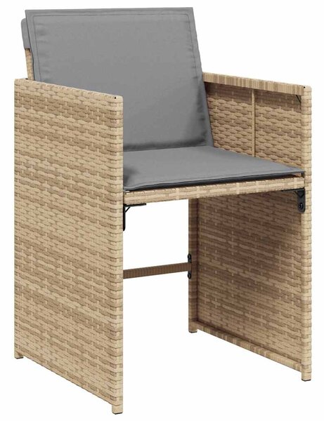 9 részes vegyes bézs polyrattan kerti étkezőgarnitúra párnákkal