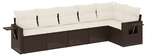 6 részes barna polyrattan kerti ülőgarnitúra párnával