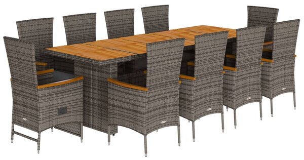 11 részes szürke polyrattan kerti ülőgarnitúra párnákkal