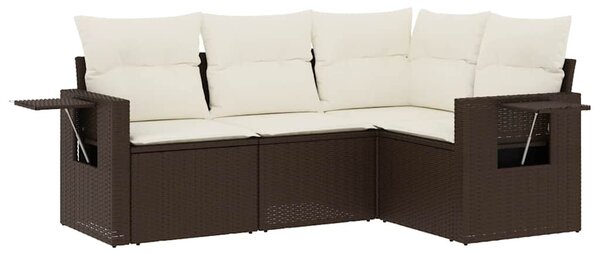 4 részes barna polyrattan kerti ülőgarnitúra párnákkal