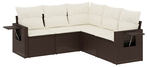 5 részes barna polyrattan kerti ülőgarnitúra párnával