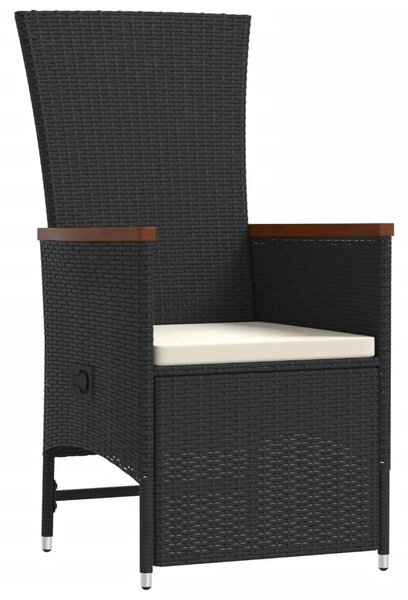 11 részes fekete polyrattan kerti étkezőgarnitúra párnákkal