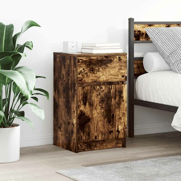 VidaXL 2 db füstös tölgy színű szerelt fa éjjeliszekrény 39x35x65 cm