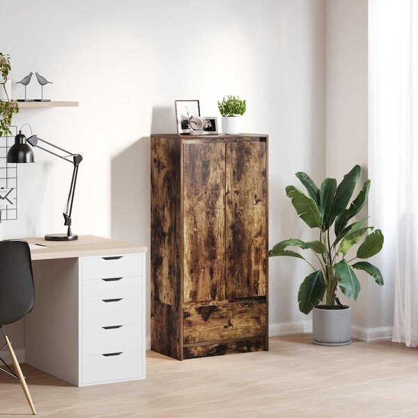 VidaXL füstös tölgy színű szerelt fa szekrény fiókkal 55,5x34x119,5 cm