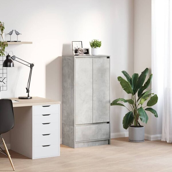 VidaXL betonszürke szerelt fa szekrény fiókkal 55,5x34x119,5 cm