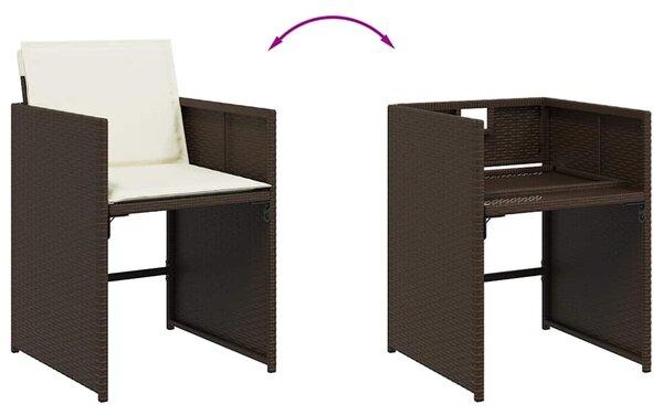 5 részes barna polyrattan kerti étkezőgarnitúra párnákkal