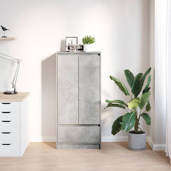 VidaXL betonszürke szerelt fa szekrény fiókkal 55,5x34x119,5 cm