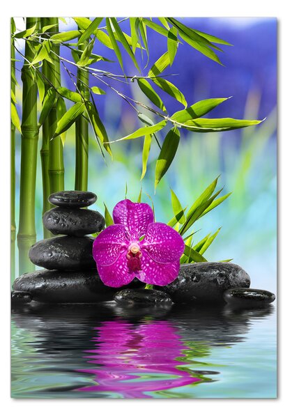 Egyedi üvegkép Orchidea és bambusz