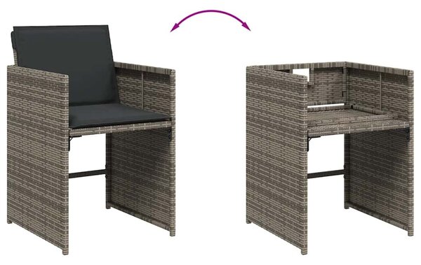 7 részes szürke polyrattan kerti étkezőgarnitúra párnával