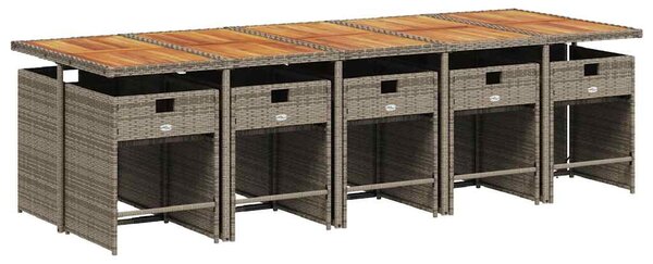 11 részes szürke polyrattan kerti ülőgarnitúra párnákkal