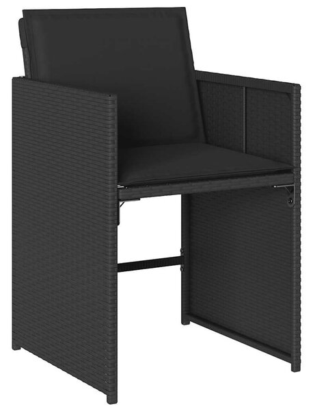 11 részes fekete polyrattan kerti étkezőgarnitúra párnákkal