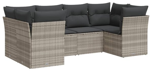 6 részes világosszürke polyrattan kerti ülőgarnitúra párnákkal