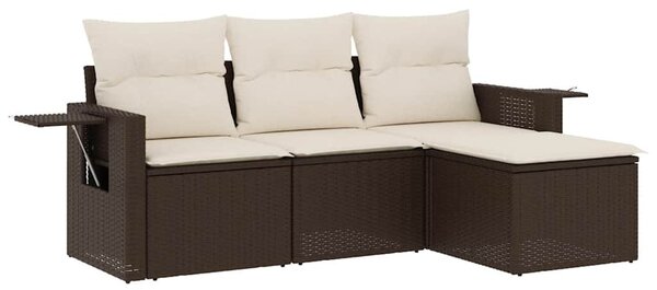 4 részes barna polyrattan kerti ülőgarnitúra párnákkal