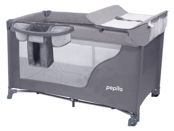 Pepita 2 szintes Utazóágy pelenkázóval és tárolóval - szürke