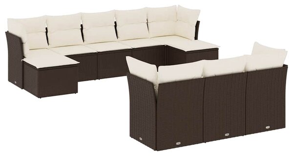 10 részes barna polyrattan kerti ülőgarnitúra párnákkal