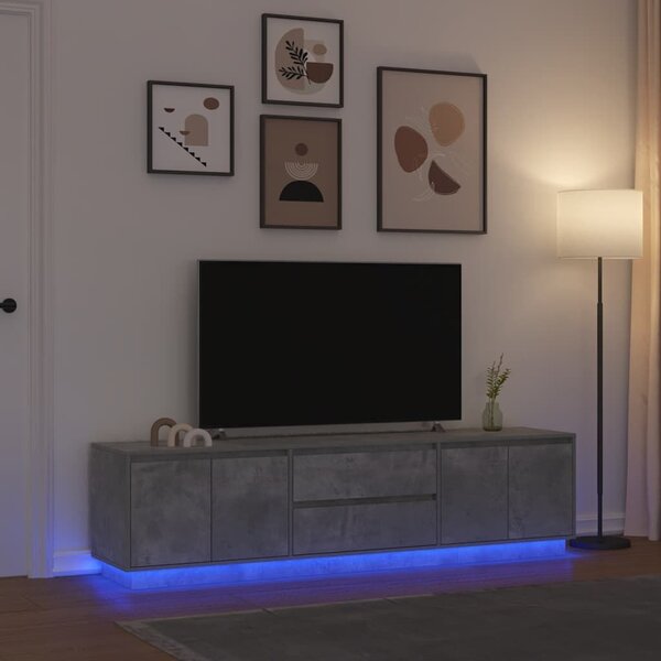 VidaXL betonszürke TV-szekrény LED lámpákkal 193,5x41x50 cm