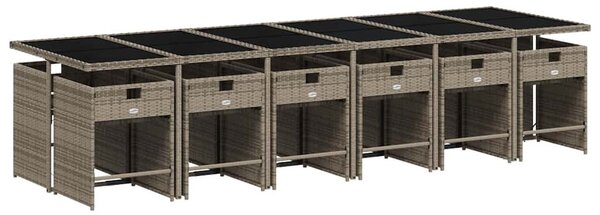 13 részes szürke polyrattan kerti ülőgarnitúra párnákkal