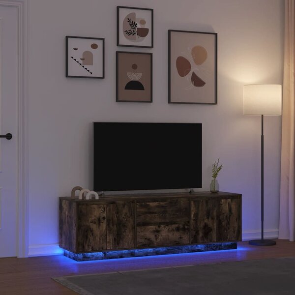 VidaXL füstös tölgyszínű TV-szekrény LED-világítással 160,5x41x50 cm
