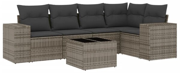 6 részes szürke polyrattan kerti ülőgarnitúra párnákkal