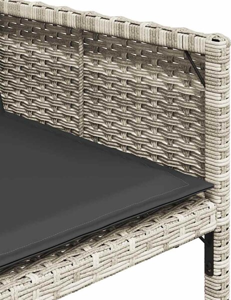 11 részes világosszürke polyrattan kerti ülőgarnitúra párnákkal