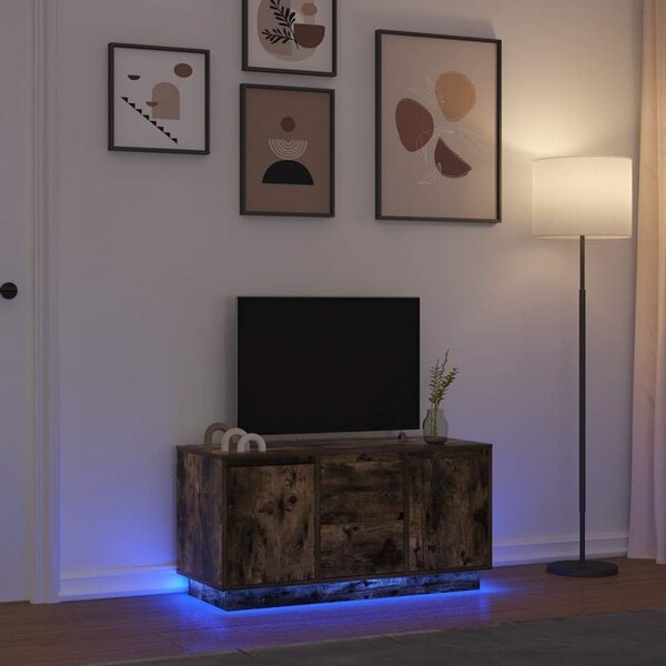 VidaXL füstös tölgyszínű TV-szekrény LED-világítással 100x41x50 cm
