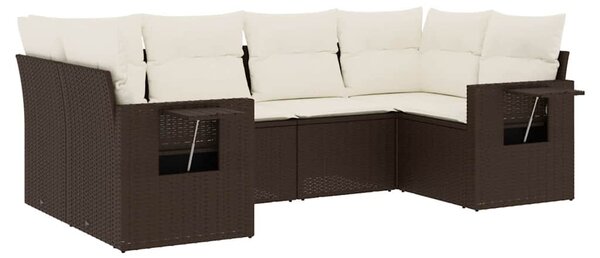 6 részes barna polyrattan kerti ülőgarnitúra párnával