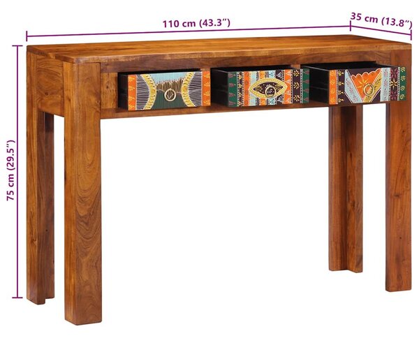 VidaXL tömör akácfa tálalóasztal 110 x 35 x 75 cm