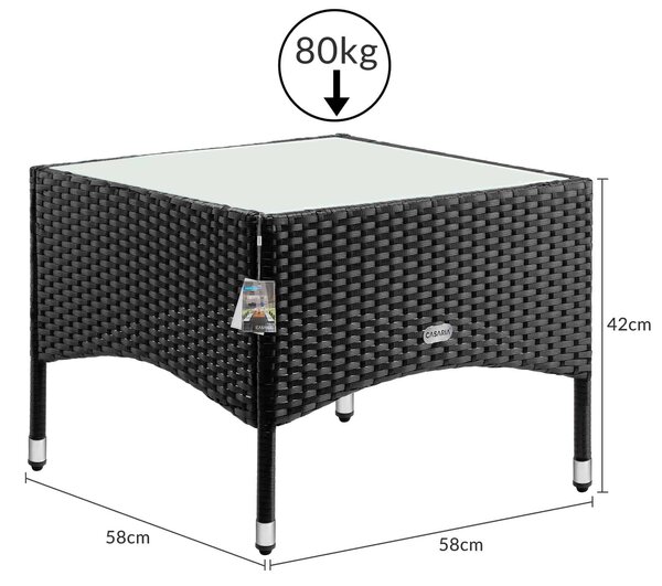 Deuba Rattan asztalka 58x58x42 cm - fekete