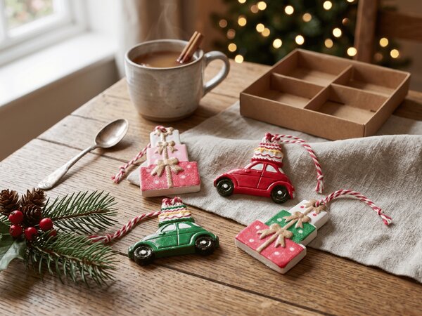 4 db-os karácsonyi dísz szett CHRISTMAS CAR 6 cm