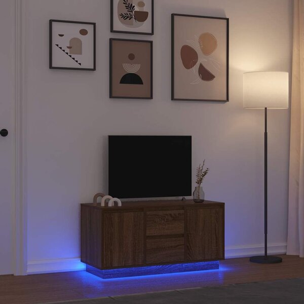 VidaXL barna tölgyszínű TV-szekrény LED-lámpákkal 100x41x50 cm