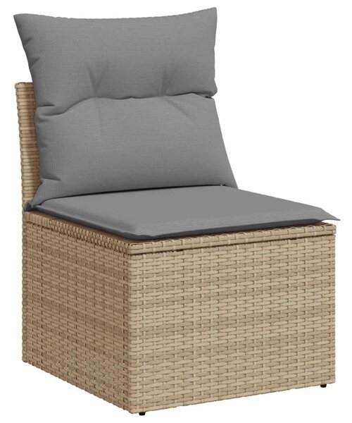 7 részes bézs polyrattan kerti ülőgarnitúra párnákkal