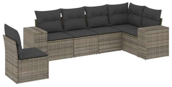 6 részes szürke polyrattan kerti ülőgarnitúra párnákkal